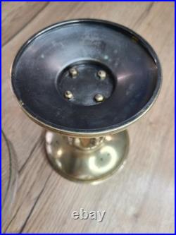 Centre de table Art Déco ancien Coupe en verre sur pied en laiton à 4 colonnes