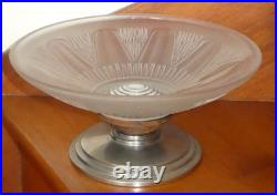 Centre de table français Art déco années 1930 en bois aluminium verre opalescent