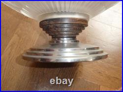 Centre de table français Art déco années 1930 en bois aluminium verre opalescent