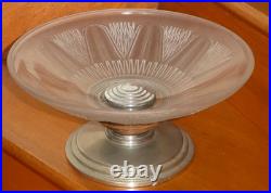 Centre de table français Art déco années 1930 en bois aluminium verre opalescent
