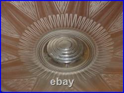 Centre de table français Art déco années 1930 en bois aluminium verre opalescent