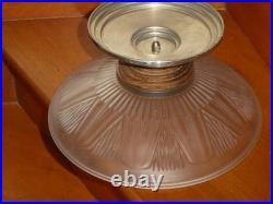 Centre de table français Art déco années 1930 en bois aluminium verre opalescent