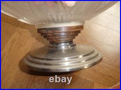 Centre de table français Art déco années 1930 en bois aluminium verre opalescent