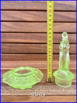 Centre de table pique-fleurs Art Deco Walther & Sohne verre ouraline centerpiece