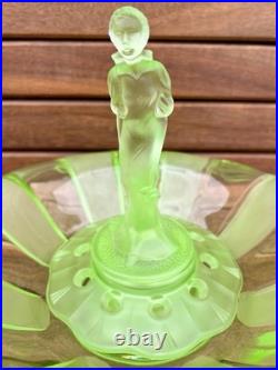 Centre de table pique-fleurs Art Deco Walther & Sohne verre ouraline centerpiece