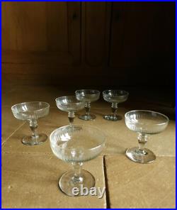 Champagne 6 Coupe A Champagne En Verre Souffle Et Meulé Ancien Art Deco