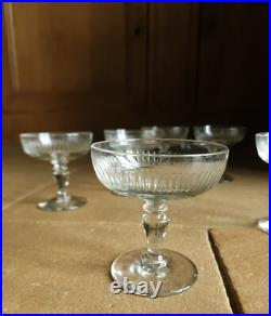 Champagne 6 Coupe A Champagne En Verre Souffle Et Meulé Ancien Art Deco