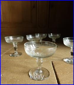 Champagne 6 Coupe A Champagne En Verre Souffle Et Meulé Ancien Art Deco