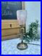 Charmante Lampe à Poser Ancienne Art Déco en Laiton et Verre Rose Moulé Pressé