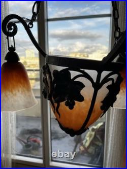 Circa 1925 LUSTRE Pâte De Verre Signé SCHNEIDER Vintage ART DECO