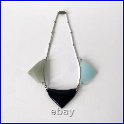 Collier Art Déco en verre coloré et métal chromé, Jakob Bengel era 1930s