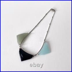 Collier Art Déco en verre coloré et métal chromé, Jakob Bengel era 1930s