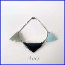 Collier Art Déco en verre coloré et métal chromé, Jakob Bengel era 1930s