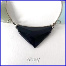 Collier Art Déco en verre coloré et métal chromé, Jakob Bengel era 1930s