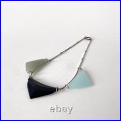 Collier Art Déco en verre coloré et métal chromé, Jakob Bengel era 1930s
