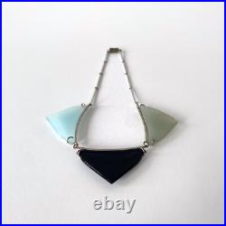 Collier Art Déco en verre coloré et métal chromé, Jakob Bengel era 1930s