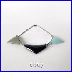 Collier Art Déco en verre coloré et métal chromé, Jakob Bengel era 1930s