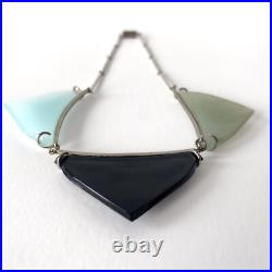 Collier Art Déco en verre coloré et métal chromé, Jakob Bengel era 1930s