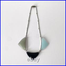 Collier Art Déco en verre coloré et métal chromé, Jakob Bengel era 1930s