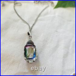 Collier Style Art Déco Argent 835, Marcassites & Verre Irisé