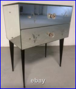 Commode en Verre de Venise Murano Miroir Art Deco Design Vintage Chambre