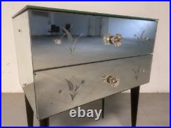 Commode en Verre de Venise Murano Miroir Art Deco Design Vintage Chambre