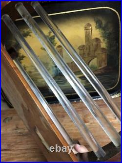 Corbeille Art Deco Banquette de Verre Bois Design Moderniste Panière