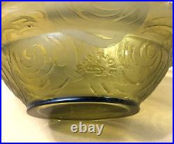 Coupe ART DECO verre gravé à l'acide signé MONTJOYE SD décor de rose SAINT DENIS