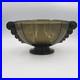 Coupe Art Deco En Verre Moule Presse Ambre Poignees Decor Geometrique 1930