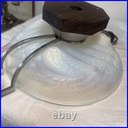 Coupe Art Deco Signee Etling France Verre Opalescent 1930 Palissandre