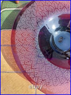 Coupe Art Déco Verre Dégagé Acide Tchécoslovaquie Signée 46 cm