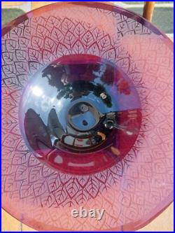 Coupe Art Déco Verre Dégagé Acide Tchécoslovaquie Signée 46 cm