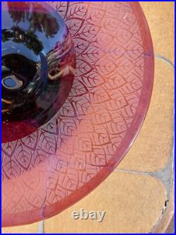 Coupe Art Déco Verre Dégagé Acide Tchécoslovaquie Signée 46 cm