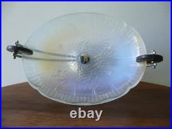 Coupe Art déco 1930 verre opalescent signé JULIEN FRANCE chrome et palissandre