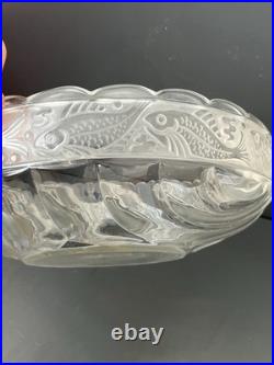 Coupé Centre De La Table En Verre Art Déco Décor Poissons Daum Lalique