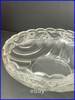 Coupé Centre De La Table En Verre Art Déco Décor Poissons Daum Lalique