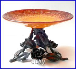 Coupe Delatte Nancy verre marmoréen fer forgé art déco Era Muller Schneider