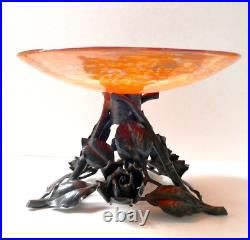 Coupe Delatte Nancy verre marmoréen fer forgé art déco Era Muller Schneider