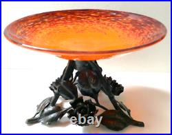 Coupe Delatte Nancy verre marmoréen fer forgé art déco Era Muller Schneider