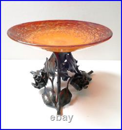 Coupe Delatte Nancy verre marmoréen fer forgé art déco Era Muller Schneider