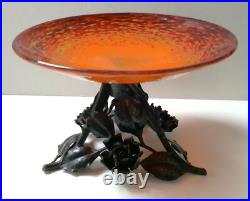 Coupe Delatte Nancy verre marmoréen fer forgé art déco Era Muller Schneider