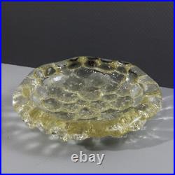 Coupe Nid d'abeille verre jaune texturé Pierre d'Avesn période Art Déco