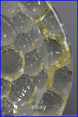 Coupe Nid d'abeille verre jaune texturé Pierre d'Avesn période Art Déco