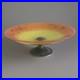 Coupe Schneider Art Déco sur pied bronze Verre marmoréen orange / jaune Signée