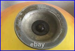 Coupe Schneider Art Déco sur pied bronze Verre marmoréen orange / jaune Signée