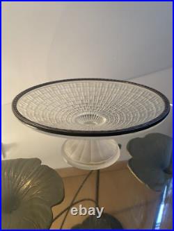 Coupe Sur Pied Art Deco Col Argent Massif Minerve Verre Dépoli Centre De Table