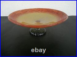 Coupe Sur Pied Art Deco En Verre Marmoreen Signee Schneider Tres Bon Etat Rare