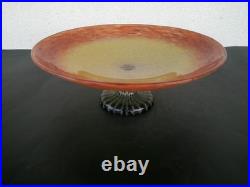 Coupe Sur Pied Art Deco En Verre Marmoreen Signee Schneider Tres Bon Etat Rare