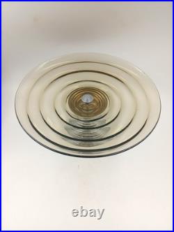 Coupe Verre Fumé Pied Aluminium Chromé Art Déco Steamline France Année 1940 1950