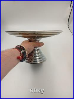 Coupe Verre Fumé Pied Aluminium Chromé Art Déco Steamline France Année 1940 1950